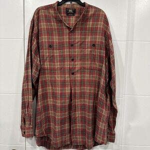 RRL Ralph Lauren Double RL Button Up Flannel Shirt Men's Large Red Plaid Cotton